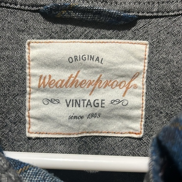 Weatherproof Men Button Up Shirt Medium Blue Plaid Flannel Pocket Collar Casual - Picture 5 of 11